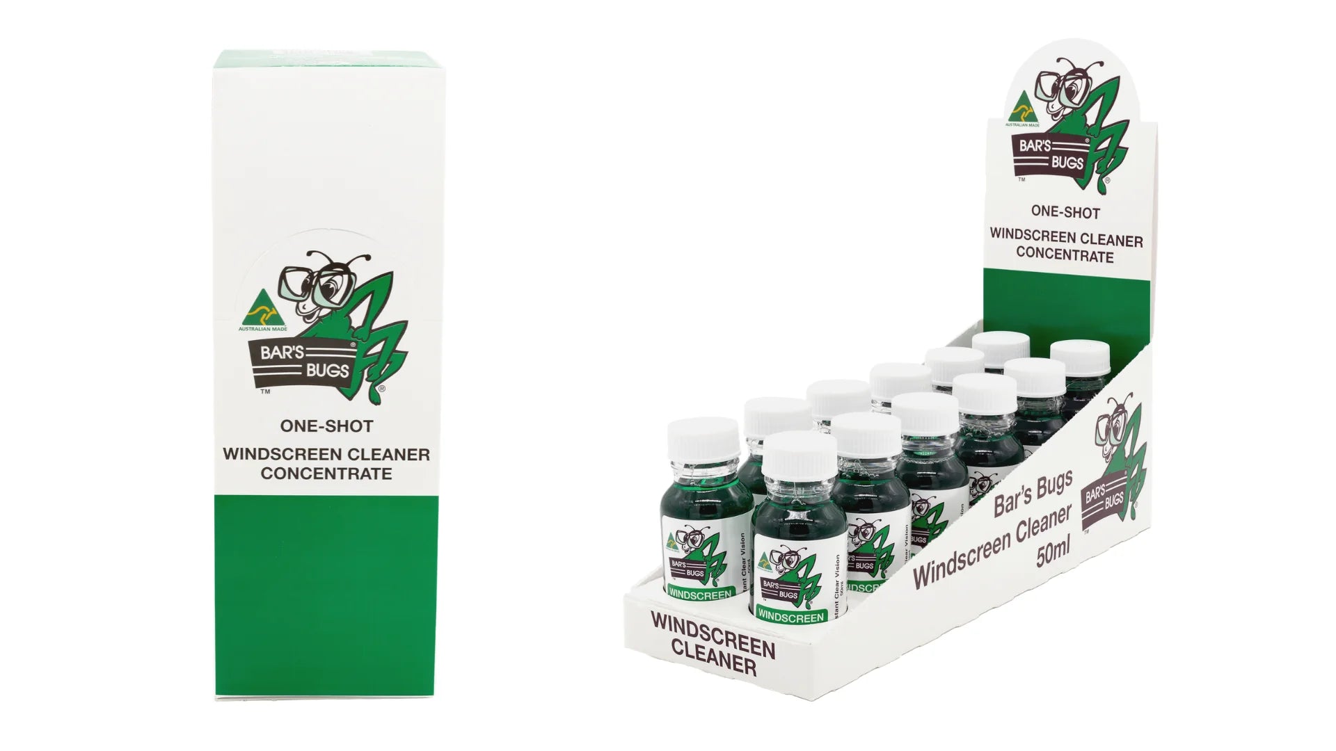 Bar's Bugs Windscreen Cleaner Concentrate 50ml Front Shadow 12 Box One-shot