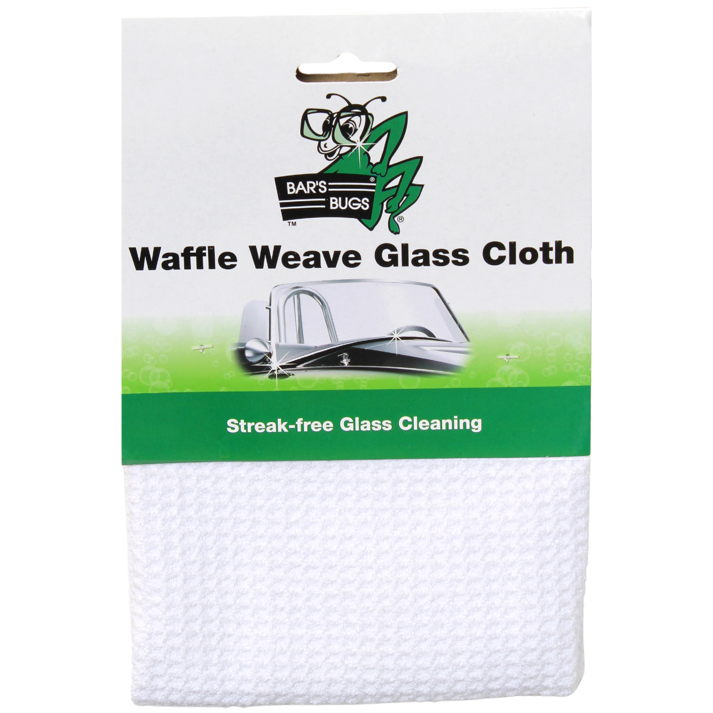 Bar's Bugs Waffle Weave Glass Cloth for Glass & Windscreen Cleaning